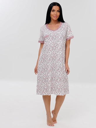 Женская сорочка Сор-41(К) / Розовый (листья)