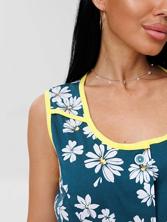 Женский халат Х-137(К) / Петроль (ромашки)