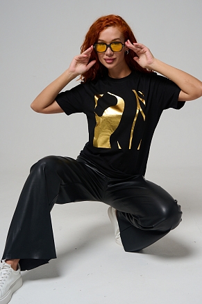 Футболка 8561 унисекс / черная фольга +силуэт