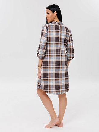 Женский халат Х-150(К) / Голубой (клетка)