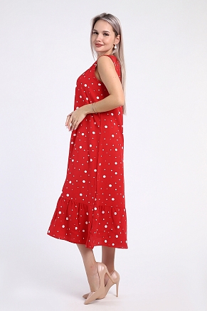 Женский сарафан 725 / Красный горох