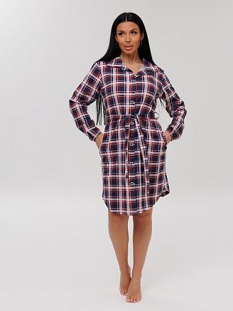 Женский халат Х-186(К) / Красный (клетка)