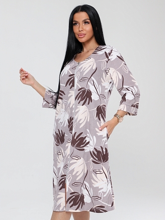 Женский халат Х-80(М) / Какао (цветы)