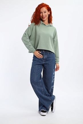 Женская толстовка укороченная 85559 / оливковый