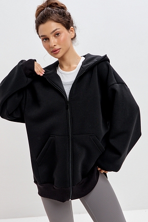 Женская толстовка Сова / Черный макси