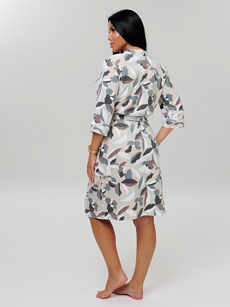 Женский халат Х-112(М) / Серо-зеленый (листья)