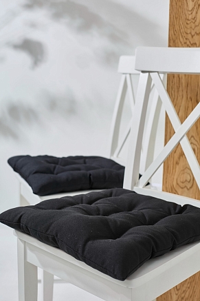 Комплект кухонных подушек на стул 2 шт. (габардин) / Черный