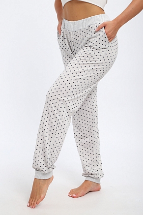 Брюки женские из кулирки на манжете / Звезды на сером