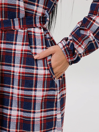 Женский халат Х-186(К) / Красный (клетка)