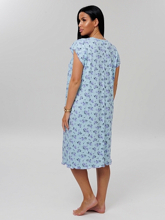 Женская сорочка Сор-71(К) / Голубой (сиреневые цветы)