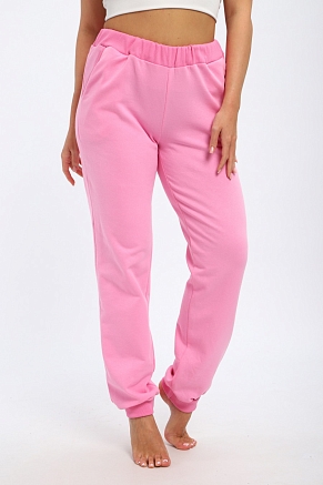 Брюки женские на манжете из футера начес / Розовый
