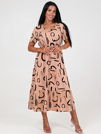 Женское платье КАСКАД ПлК-35 / Узор на бежевом