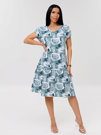 Женское платье Пл-82(К) / Серо-зеленый (круги)