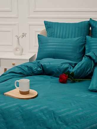 Пододеяльник микрофибра страйп / Морская волна