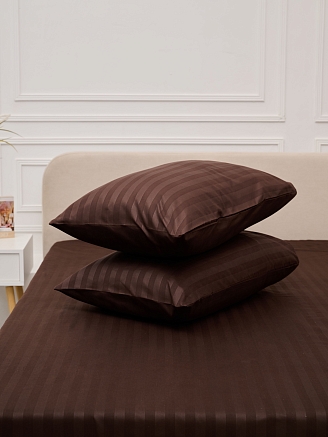 Комплект наволочек микрофибра-страйп / Шоколад