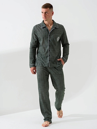 Мужская пижама "Вояж" (классическая) 1728-К / Зеленый