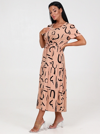 Женское платье КАСКАД ПлК-35 / Узор на бежевом