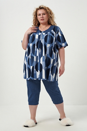 Женский костюм с бриджами 83607 / синий