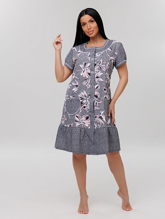 Женский халат Х-48(К) / Графит (цветы)