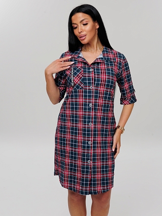 Женский халат Х-149(К) / Красный (клетка)