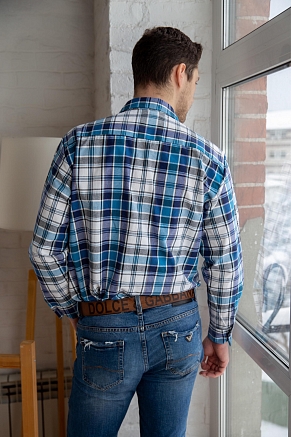 Рубашка мужская шотландка Премиум С Арт. 5316