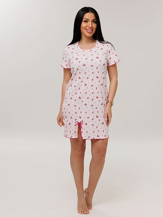 Женская сорочка Сор-106(Каш) / Светло-розовый (мелкие цветы)