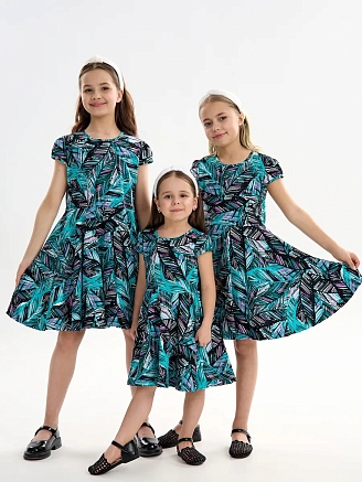 Детское платье "Птичка" / Тропики фиолетовые