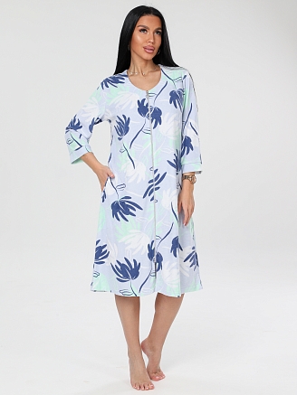 Женский халат Х-80(М) / Светло-серый (цветы)