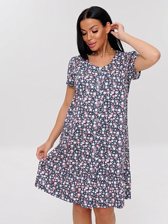 Женский халат Х-167(К) / Синий (цветы)