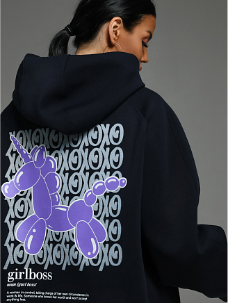 Женское худи Камелия / Синий единорог