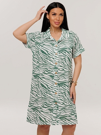 Женское платье Пл-118(Мус) / Зеленый (зебра)