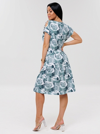 Женское платье Пл-82(К) / Серо-зеленый (круги)