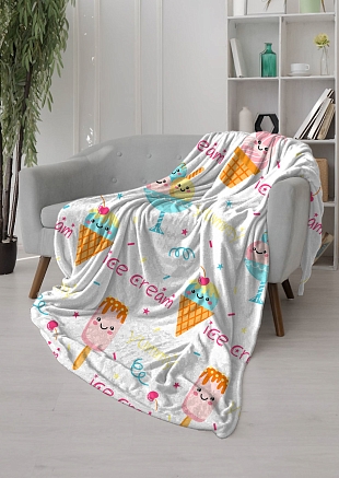 Плед велсофт №254 / Пломбир белый