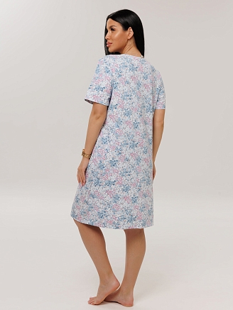 Женская сорочка Сор-24(Вис) / Серо-голубой (цветы)