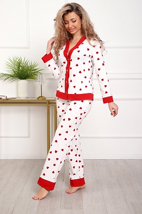 Женская пижама 18062 / белый сердечки