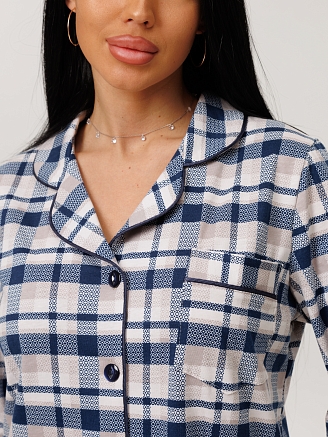 Женский костюм К-132(К) / Синий (бежевая клетка)