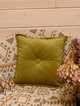Подушка декоративная на диван с пиковкой / Оливковый
