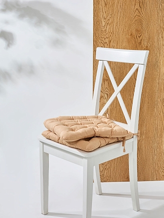 Подушка на стул с завязками (бязь)16т. / Карамельный