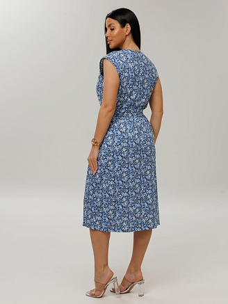 Женский халат Х-159(К) / Синий (мелкие цветы)