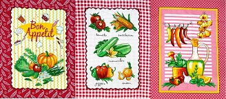 Набор из 3-х вафельных полотенец / Дачный микс