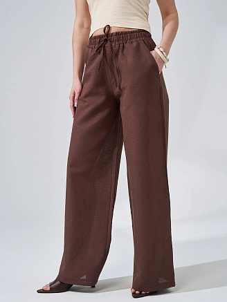 Женские брюки "Льняная палитра" 2473-П/л / Мокко