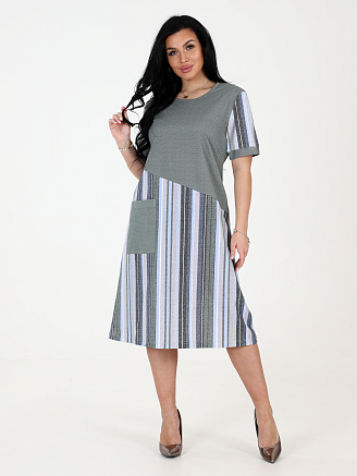 Женское платье Каприз ПлК-1544 / Голубая, серая, белая полоса