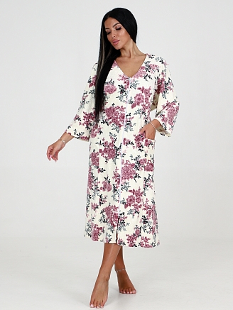 Женский халат ПЕРСОНА ХВ-780 / Жаккард, розовые цветы