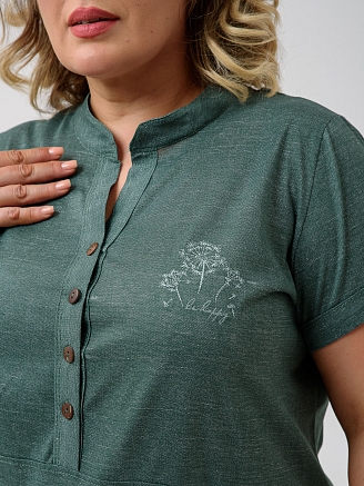 Женское платье "Лён" 1512-К / Зеленый