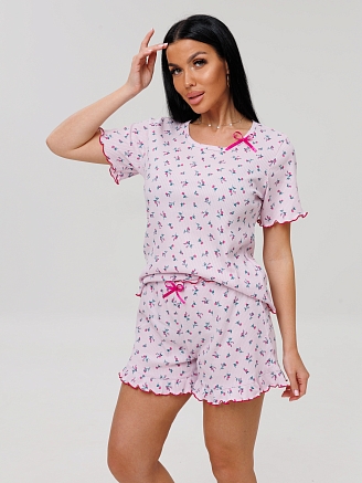 Женская пижама П-97(Каш) / Розовый (цветы)