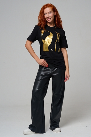 Футболка 8561 унисекс / черная фольга +силуэт