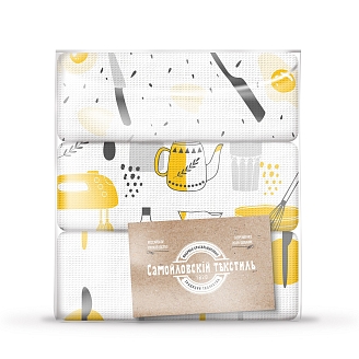 Набор вафельных полотенец "Самойловский Текстиль" Посуда / 3 шт.