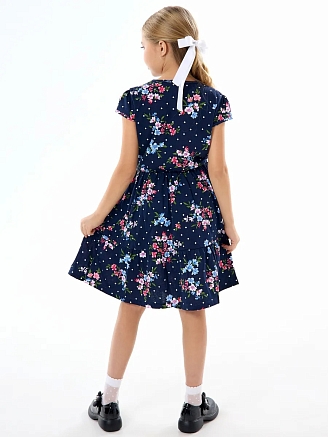 Детское платье "Карусель" / Цветы с горошком