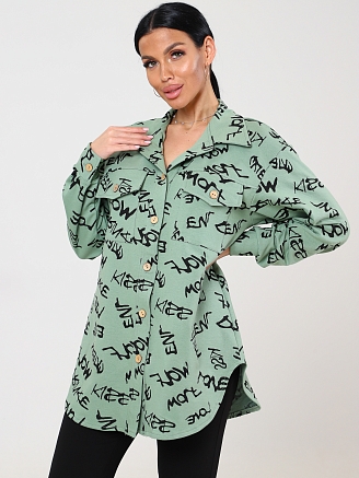 Женский жакет ЖФ-51 / Оливка, черные надписи