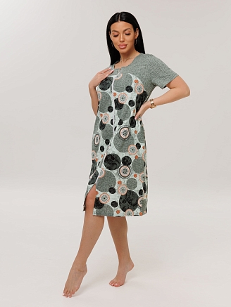 Женский халат Х-166(К) / Серо-зеленый (круги)